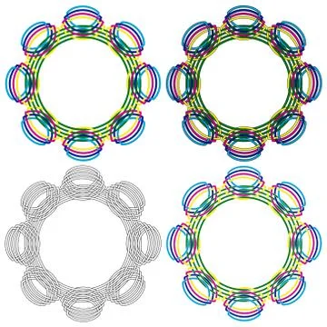 Four circular shapes same as a wicker pattern Stock Illustration