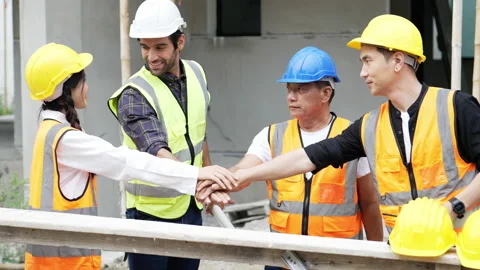 Four civil engineer are Hand coordination Stock Footage 196273432