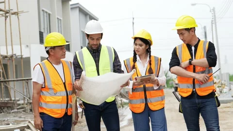 Four Civil engineer working . Stock Footage 196271104