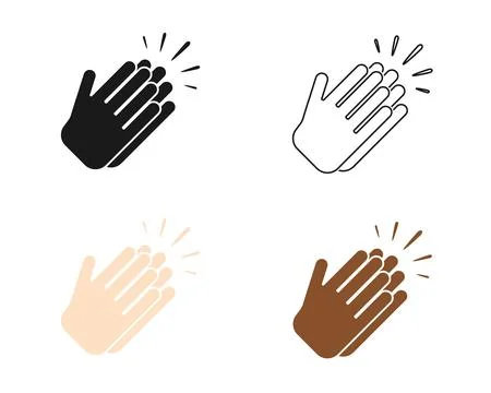 Four clapping hands icons in black, beige, and brown colors arranged Stock Illustration