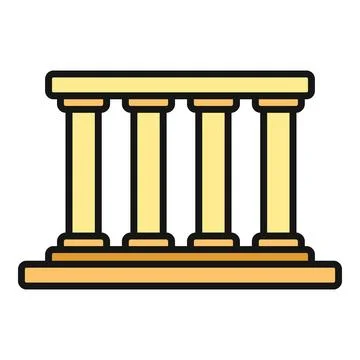 Four classic columns supporting a building structure icon Ilustración de archivo