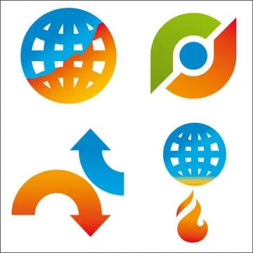 Four climate change icons in flat style. Stock Illustration