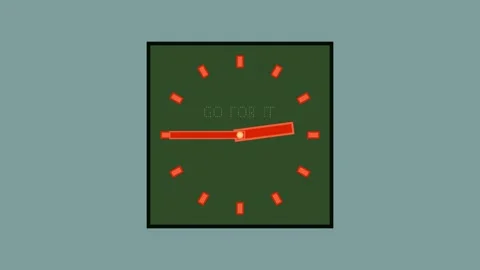 Four clocks show words Go For It. A visual representation of time passing Stock Footage 319456274