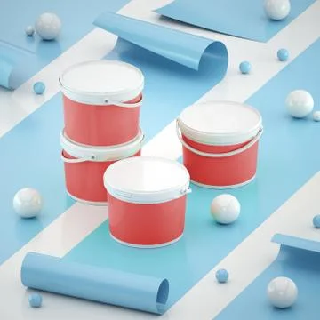 Four Closed Plastic Cans Over Wallpapers Stock Photos