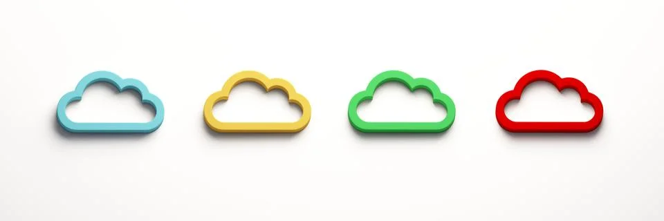 Four Cloud Computing Logo. 3D Rendering Illustration Stock Illustration