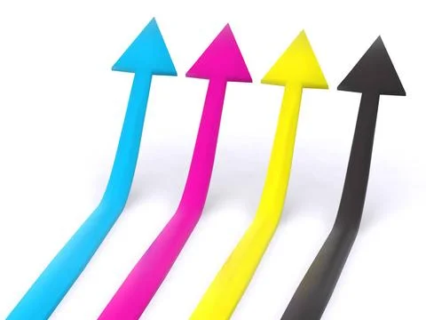 Four CMYK pointers. 3d arrow four CMYK pointers. 3d arrow Copyright: xZoon... Stock Photos