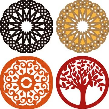 Four coasters for laser cutting or vinil ploter. Stock Illustration