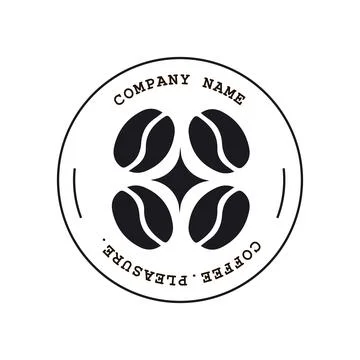 Four coffee beans in circle, a rhombus in the middle Stock Illustration