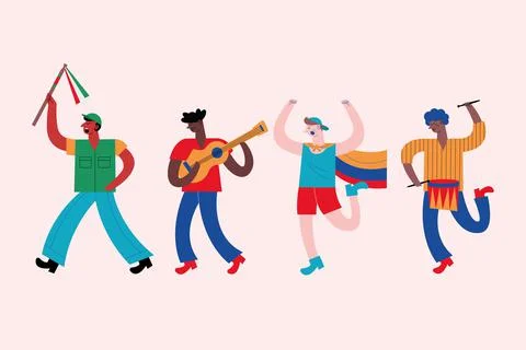 Four colombians protesters Stock Illustration