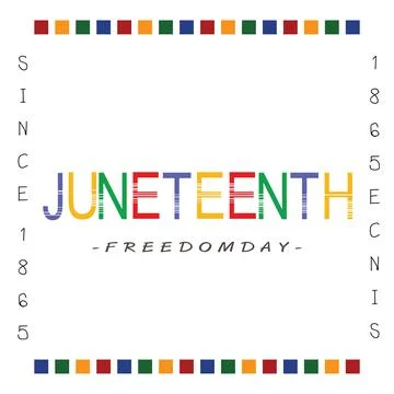 Four color captions with square for juneteenth day; Stock Illustration