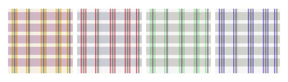 Four color design bundle, thin and wide stripes seamless patterns, abstract.. Stock Illustration