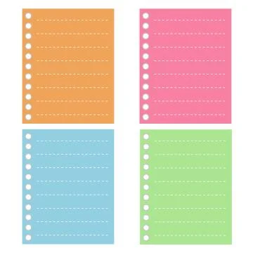Four Color of  Lined Spiral Notepad Papers Stock Illustration