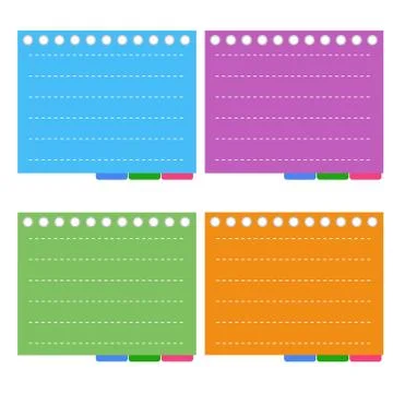 Four Color of  Lined Spiral Notepad Papers with Tabs Stock Illustration