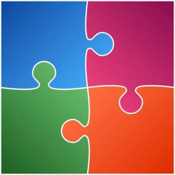 Four Color Piece Puzzle. Vector Illustration. Stock Illustration