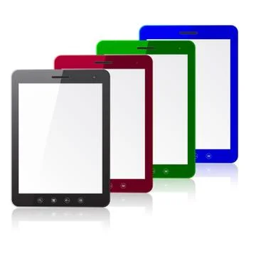 Four color tablet pc computer with blank screen Stock Illustration