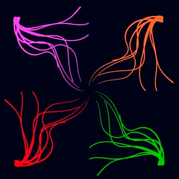 Four colored abstract shapes Stock Illustration