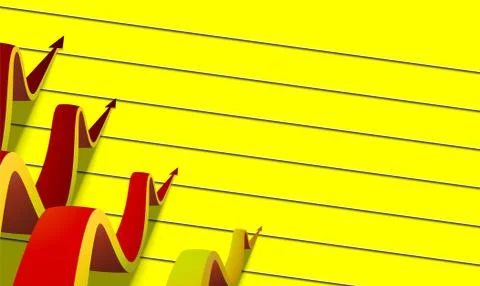 Four colored arrows going up on yellow background Stock Illustration