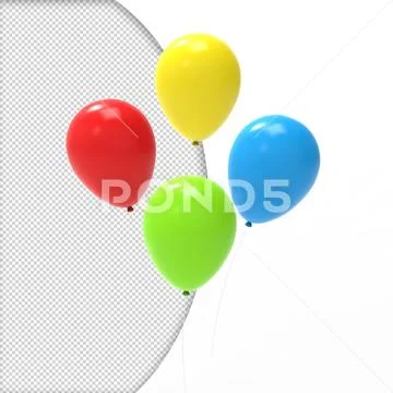 Four colored ballons for party PSD Template