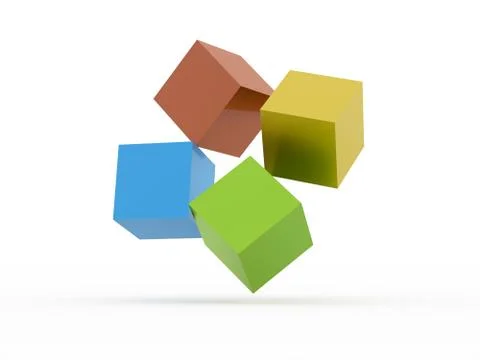 Four colored cubes icon concept rendered on white background Stock Illustration