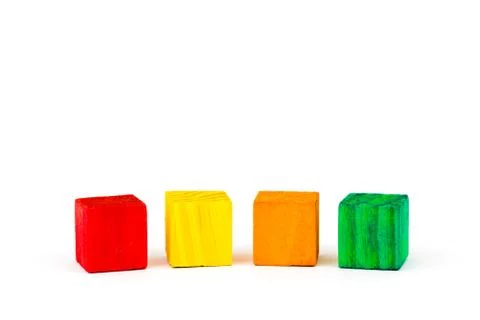 Four colored cubes isolated on white background Stock Photos