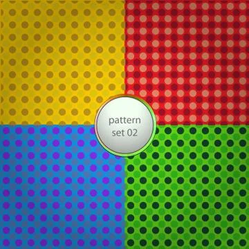 Four colored dotted vector pattern set background Stock Illustration