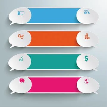 Four colored double speech bubble banners piad イラスト素材