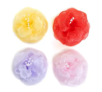Four colored flower fabric Stock Photos