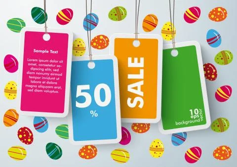 Four colored price stickers easter eggs Stock Illustration