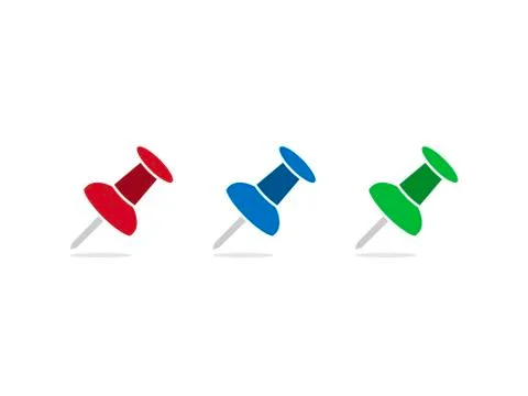 Four colored pushpin on a white background Stock Illustration