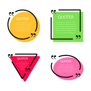 Four colored quote speech bubble template. Vector illustration on white backg Stock Illustration