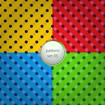 Four colored spotted vector pattern set background Stock Illustration