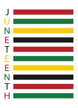 Four colored squares with caption for juneteenth Stock Illustration