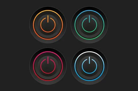 Four colored switch button on black background Stock Illustration