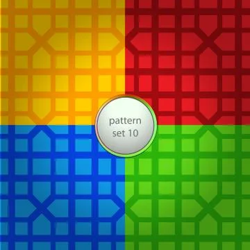 Four colored tile grid vector pattern set background Stock Illustration