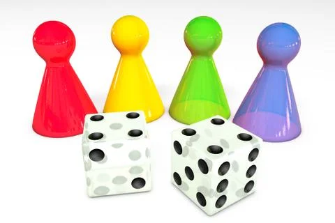 Four colored transparent plastic board game pieces Stock Illustration
