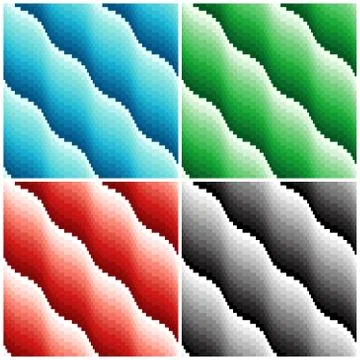 Four colored wavy seamless patterns Stock Illustration
