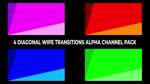 Four Colorful Diagonal Wipe Transitions Alpha Channel Pack Stock Footage 337319059