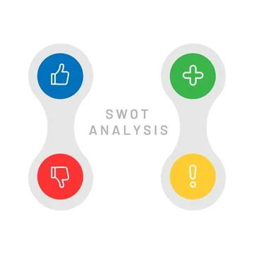 Four colorful elements Concept of SWOT-analysis template Stockillustratie