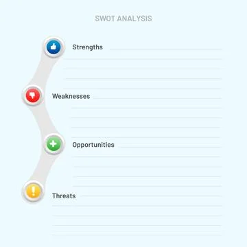 Four colorful elements Concept of SWOT-analysis template Illustrazione stock