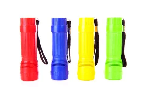 Four colorful flashlights Stock Photos