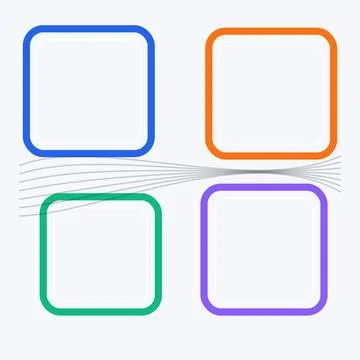Four colorful geometric square frames with rounded corners in vibrant colors Stock Illustration