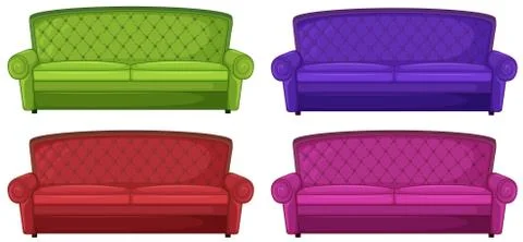 Four colorful sofas Illustrazione stock