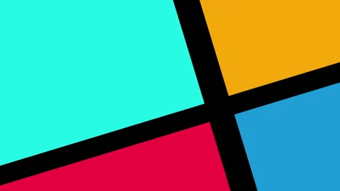 Four colorful squares intersect forming a bold geometric design Stock Footage 292685079