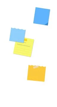 Four colorful sticky notes floating in air 스톡 일러스트