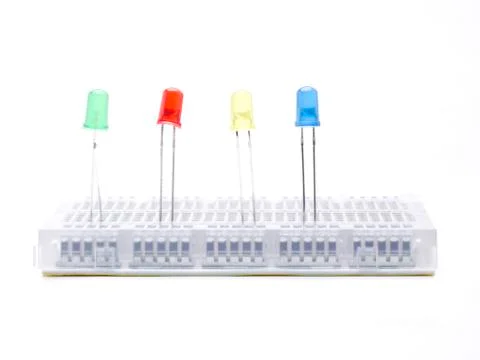 Four colors in protoboard Stock Photos