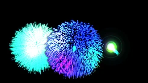 Four colours spherical firework burst, glowing green lens flare Stock Footage 337972727