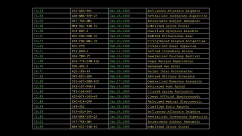 Four Column Screen Graphic of Scrolling Text Data Stock Footage 113336063
