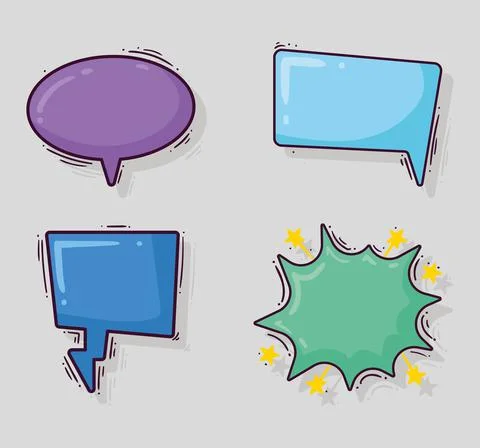 Four comic bubbles empty icons 스톡 일러스트