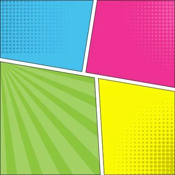 Four comic speech bubble background pop art Stock Illustration