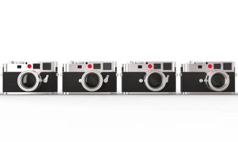 Four compact retro styled digital photo cameras Stock Illustration